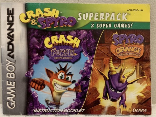 2 Games in 1 - Crash Bandicoot Purple - Ripto's Rampage + Spyro Orange - The Cortex Conspiracy