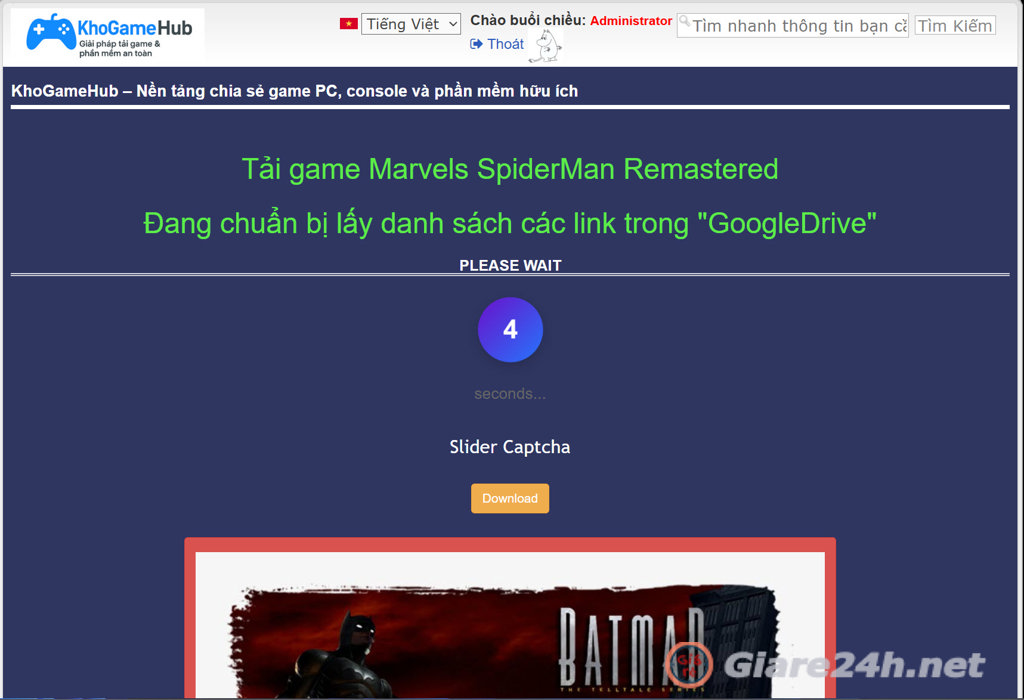 lấy danh sách các link game