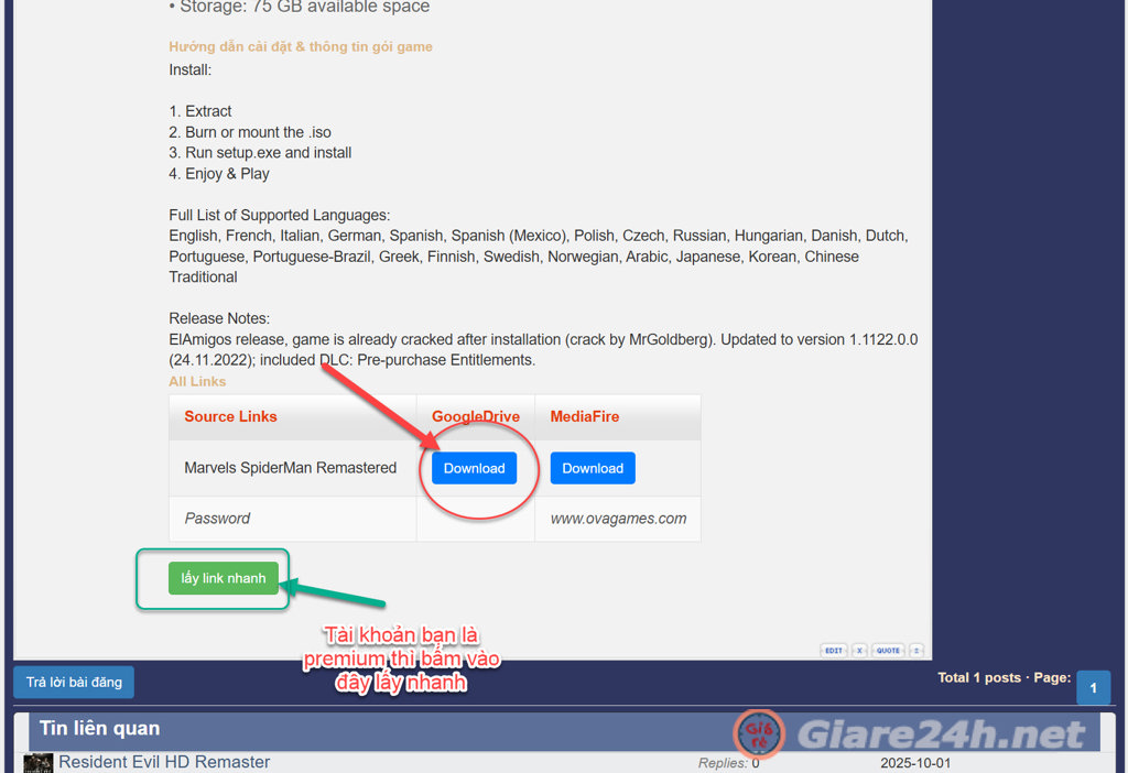 hướng dẫn lấy link download tại khogamehub.com