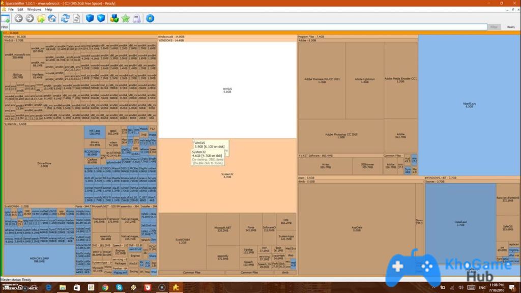 SpaceSniffer — Phần mềm phân tích dung lượng ổ đĩa bằng biểu đồ trực quan