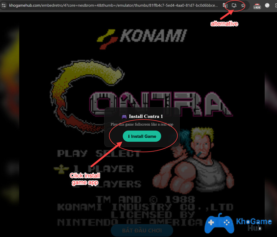 Install game retro online like real app